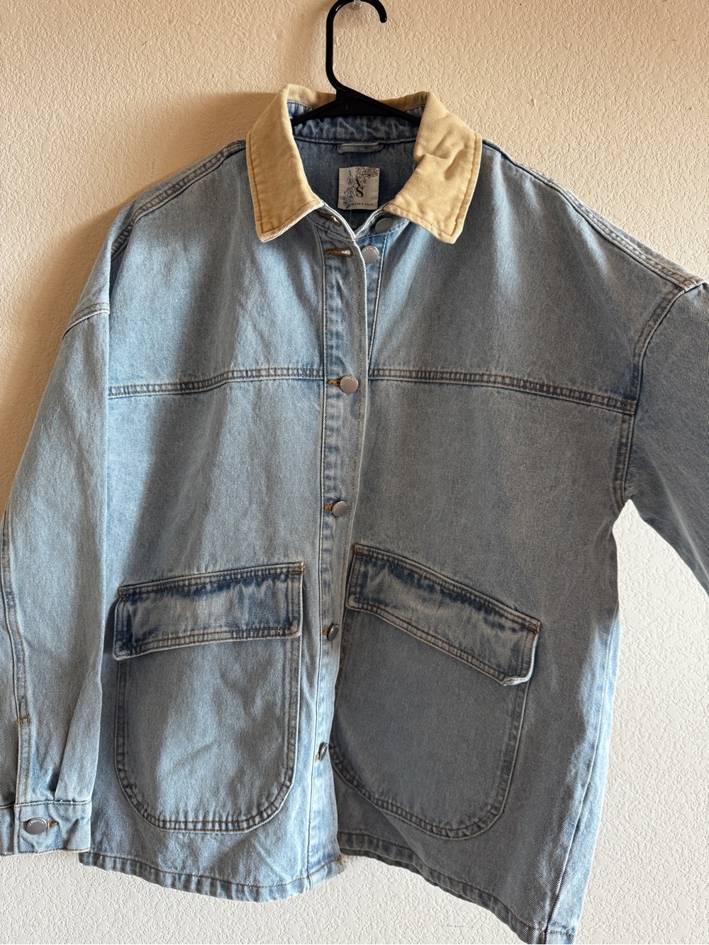 Altar'd State Light Blue Denim Jacket with Cream Collar - Picture 8 of 8